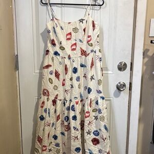Ladies' Cream Seashell Print Sundress